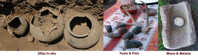 Q Ranch Pueblo pots and tools